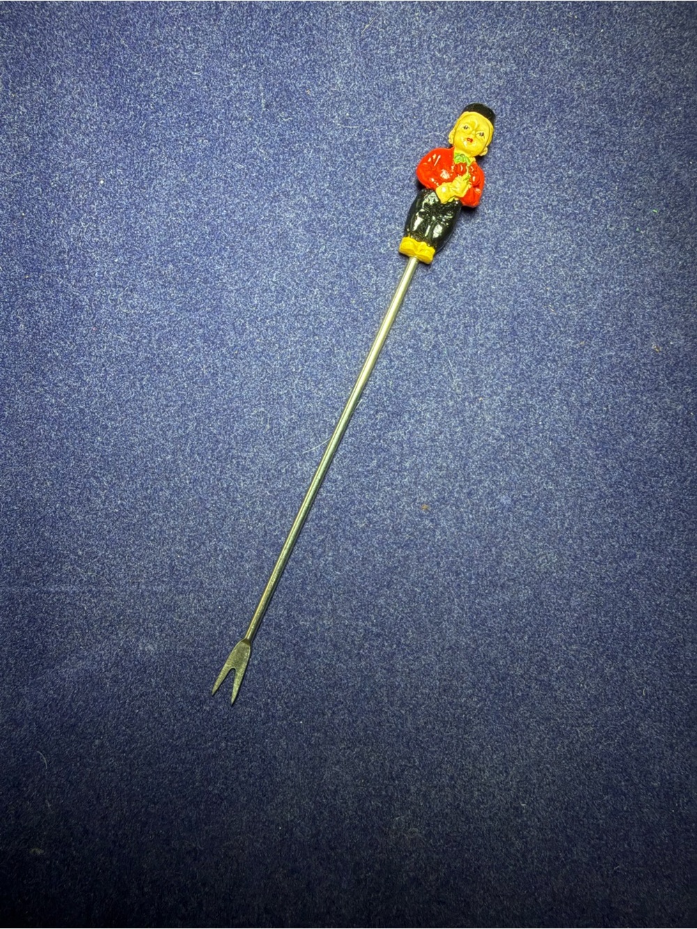 Vintage Novelty Cocktail Fork with Painted Figurine Handle